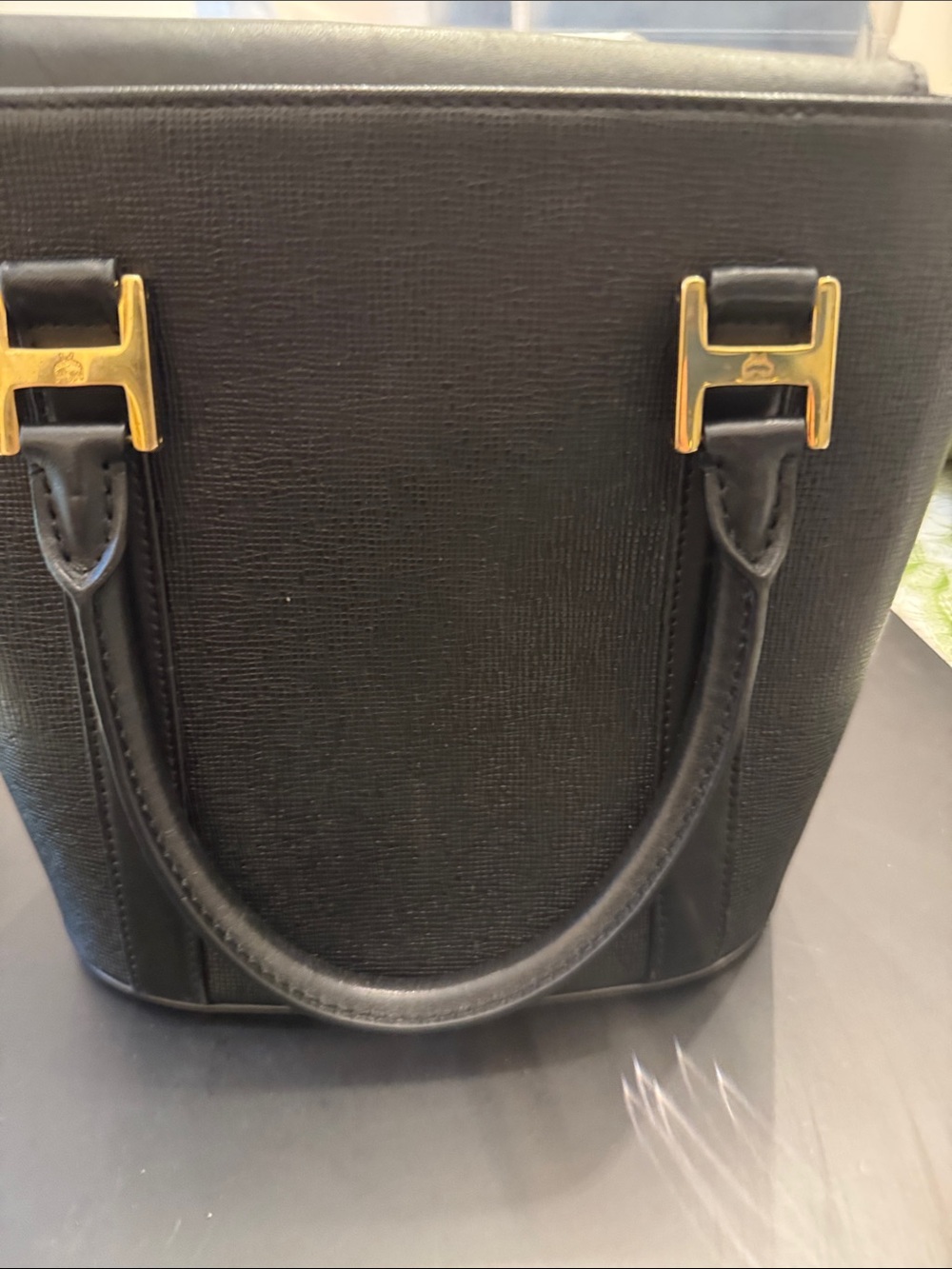 MCM Black Top-Handle Satchel with Gold Hardware - Picture 2 of 4